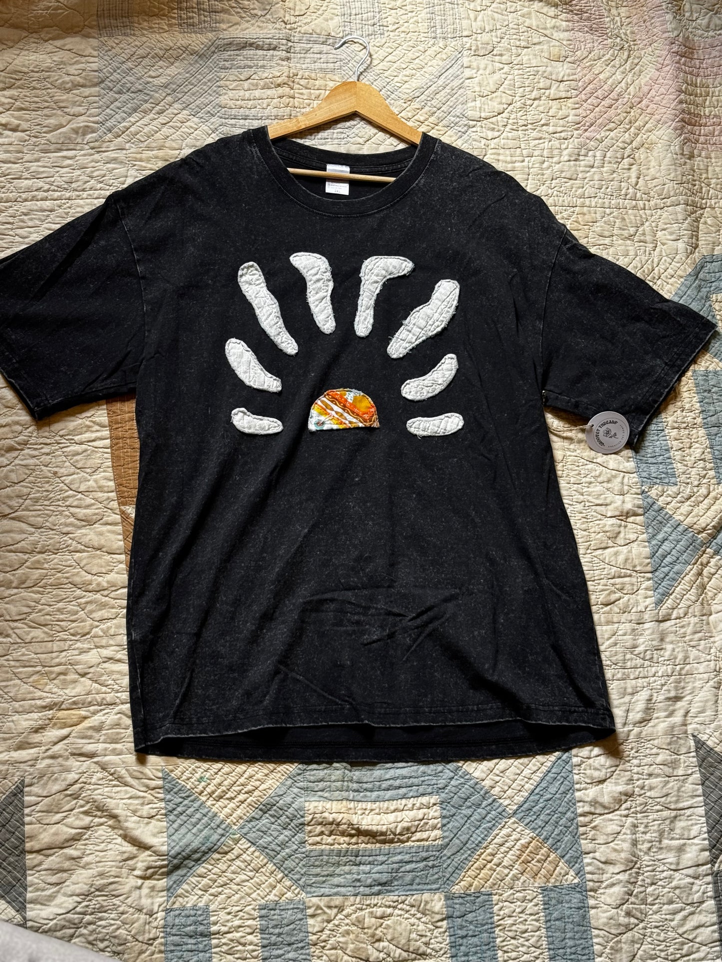 Black Quilted sun t-shirt 2XL
