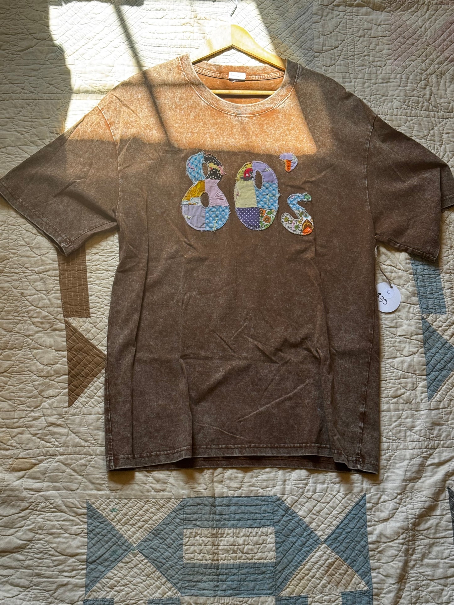 Brown Quilted year t-shirt L