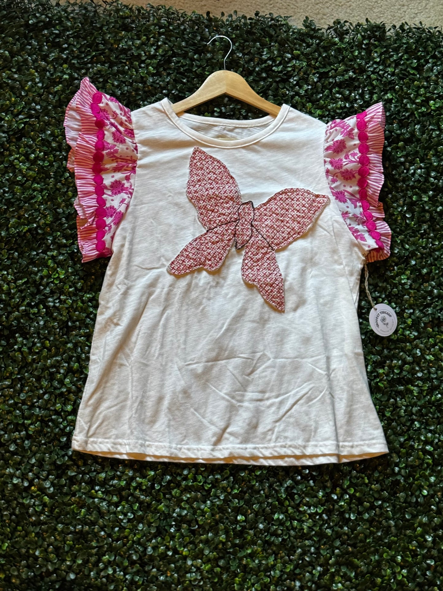 Rose quilted butterfly top L
