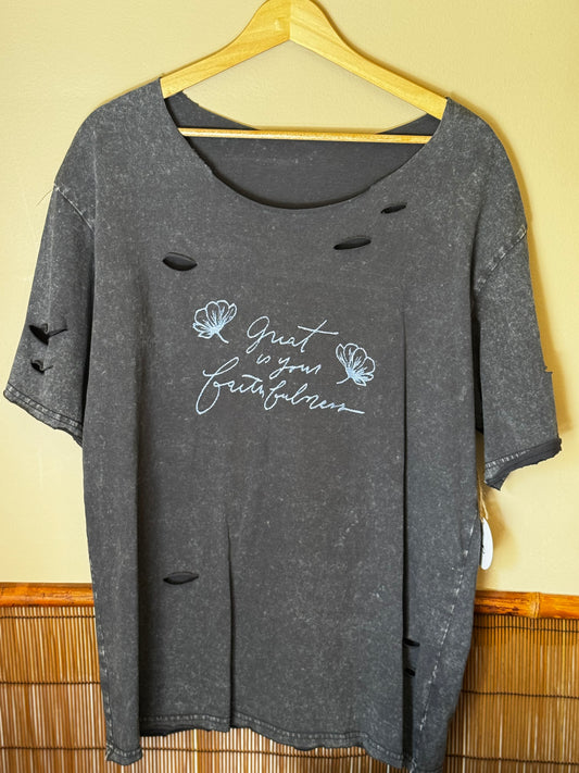 Faithful Bloom Distressed T-shirt