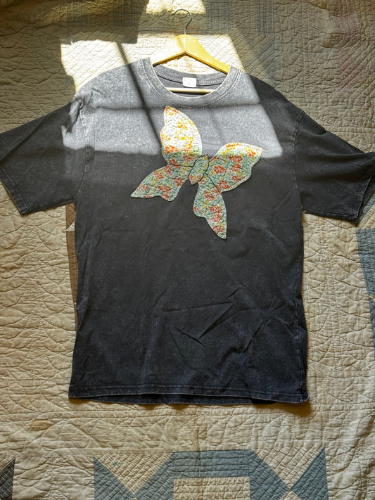 Dark gray Quilted butterfly t-shirt L