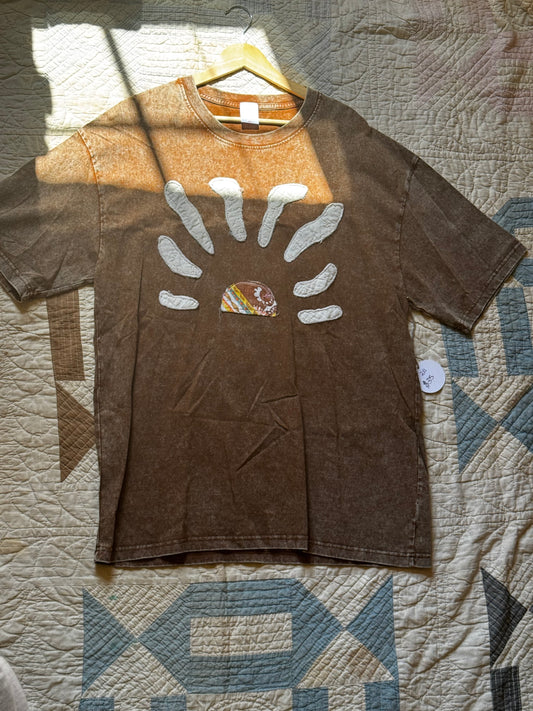 Brown Quilted sun t-shirt 2XL