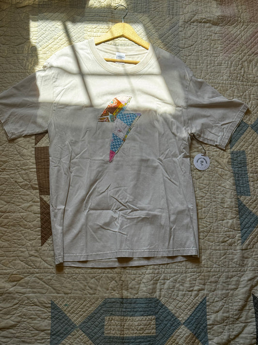 Crème Quilted lightning bolt t-shirt M