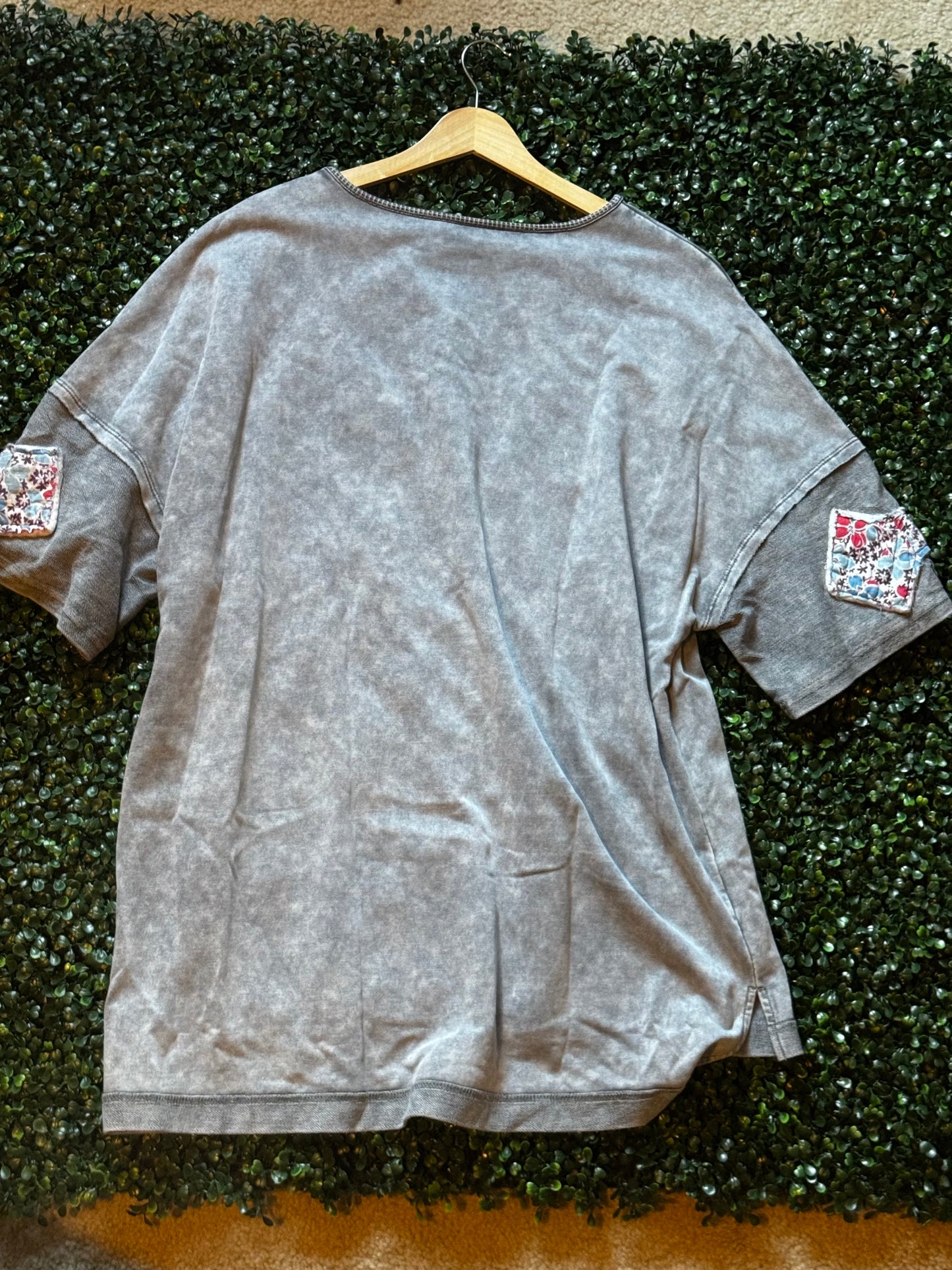 Philippine Gray Quilted bow sleeve t-shirt XL