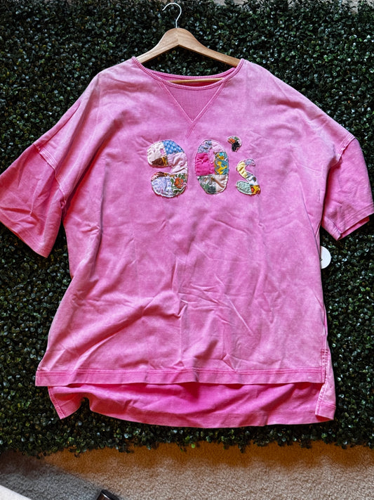 Strawberry Pink Quilted 90’s t-shirt XL