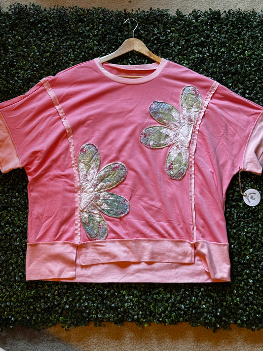 Pink Blossom Quilted flower top