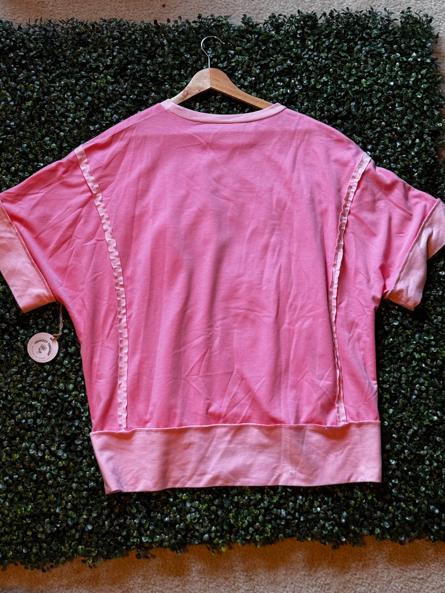 Pink Blossom Quilted Bow top M