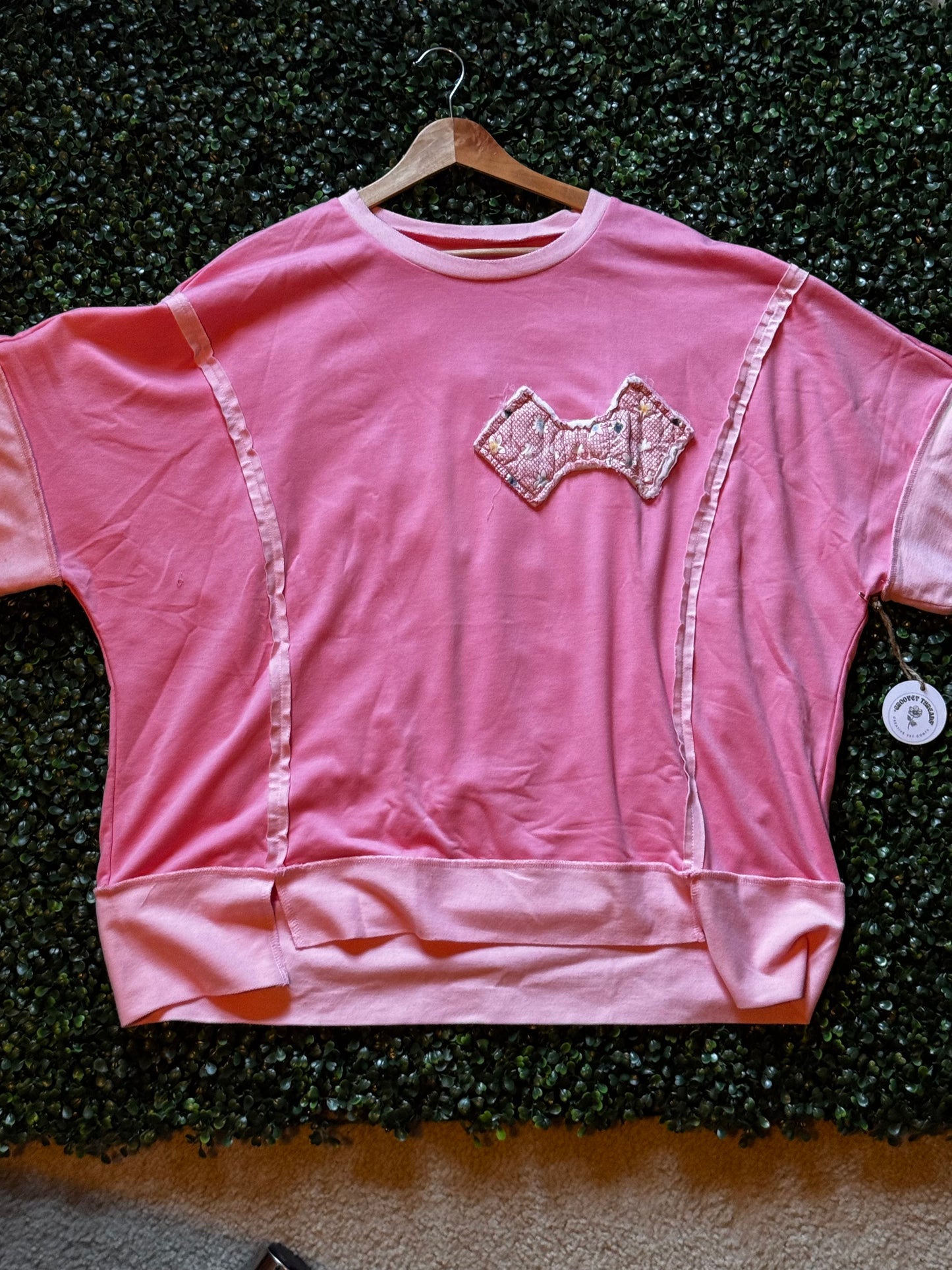 Pink Blossom Quilted Bow top XL