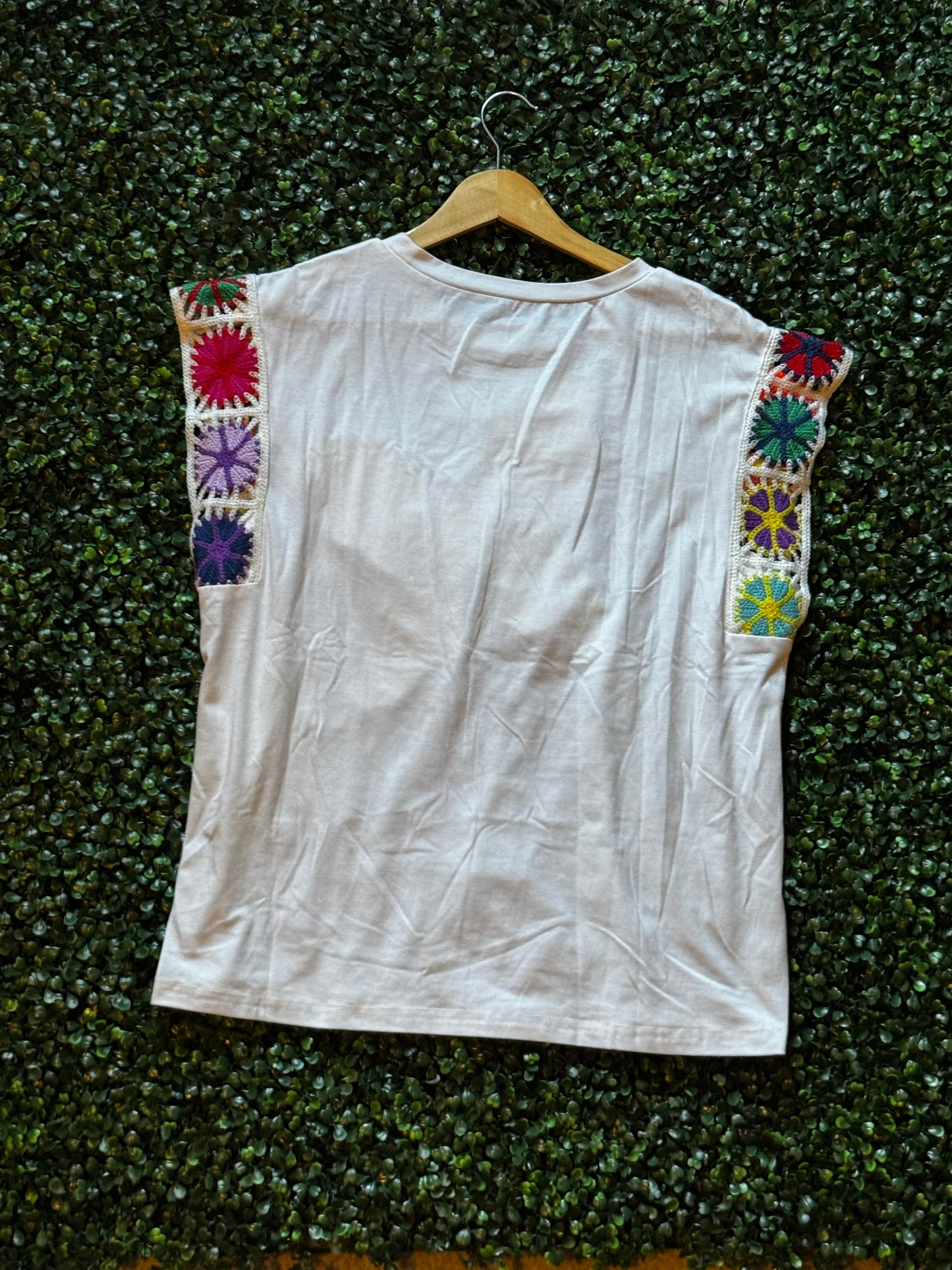 White Floral Quilted Butterfly top M