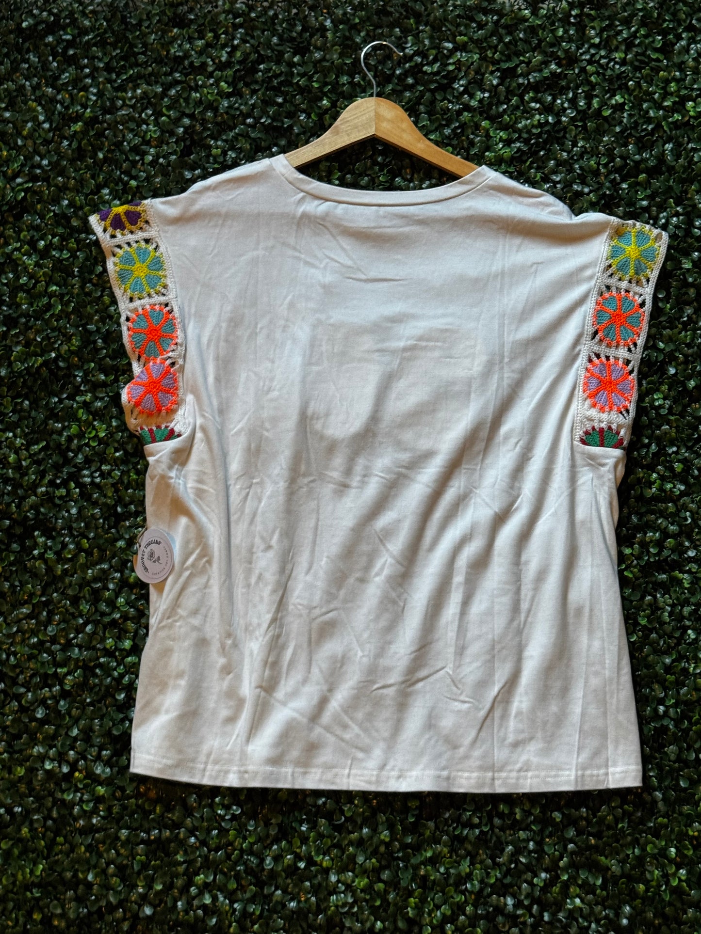 White Floral Quilted 90’s top XL