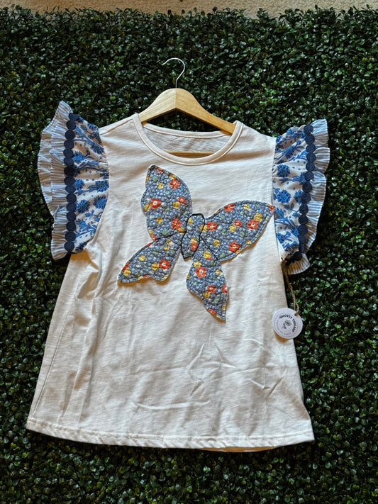 Sky blue quilted butterfly top M