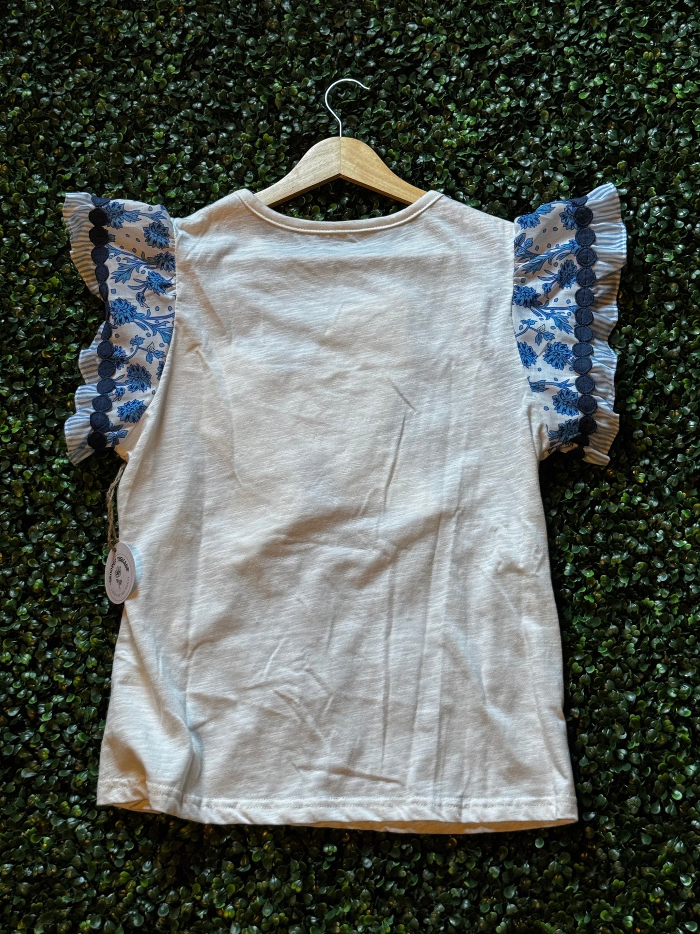 Sky blue quilted butterfly top XL