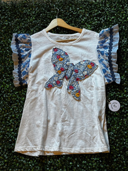 Sky blue quilted butterfly top XL